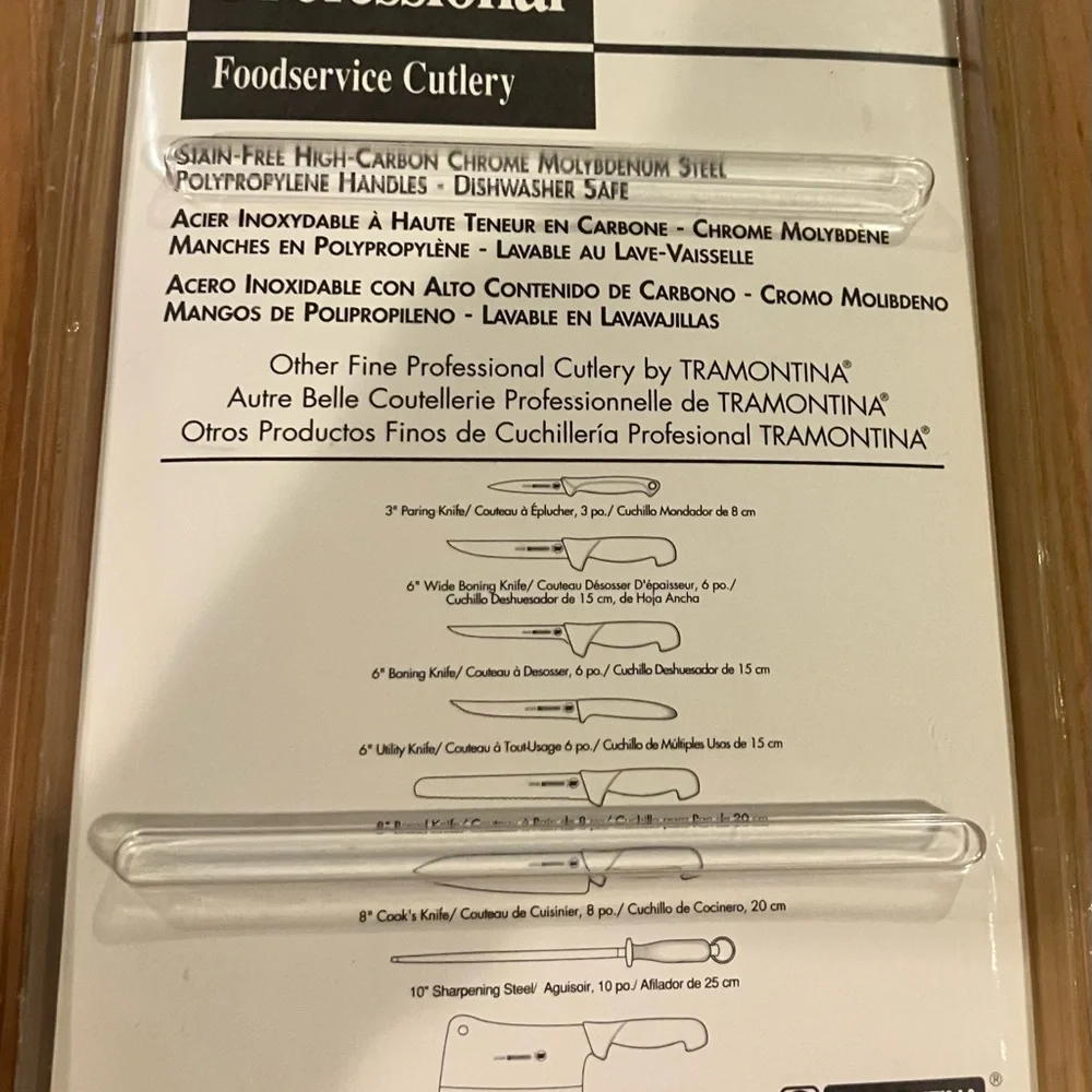 NEW Tramontina Professional Chef's Cleaver 6” Black Handle Original Packaging